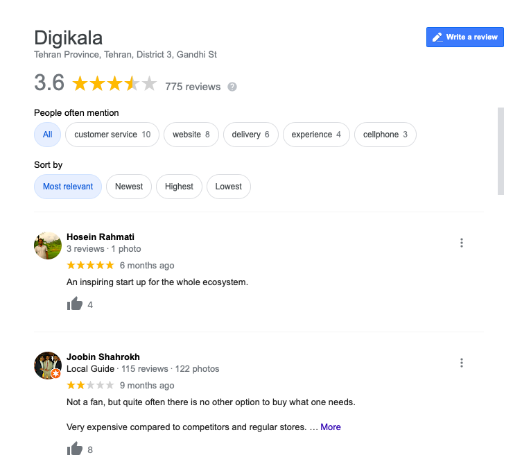 Customer Review گوگل و تاثیر آن روی سئو! 1