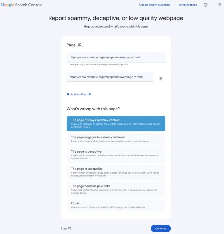 گوگل فرم جدید گزارش Search Spam را منتشر کرد 2