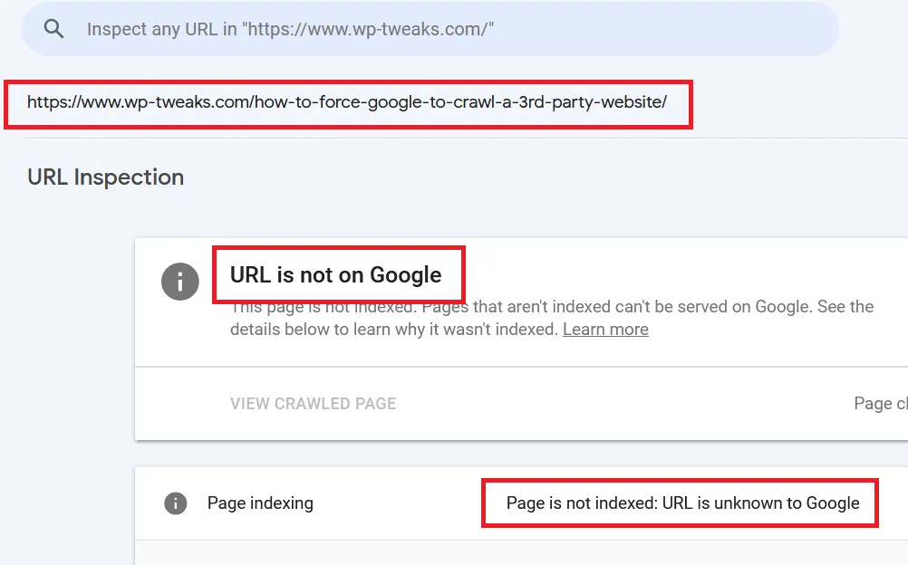  Page is Not indexed